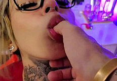Stepbrother Sneaks In for Blonde's Sloppy Party Blowjob