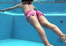 Lady Dee Swims Underwater in Shorts Poolside Shy Czech Petite Teen Teases Tight Pussy
