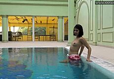 Lady Dee Swims Underwater in Shorts Poolside Shy Czech Petite Teen Teases Tight Pussy
