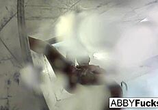 Abigail Enters Steamy Shower Shaves Smooth Pussy Teases Big Tits Masturbation