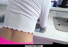 stepdaughter, why fuck daddy while he fixes breakfast? nella jones