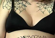 her swollen belly hides a naughty stuffing secret