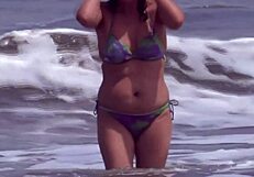 stepson licks my beach pussy then begs to fuck me!