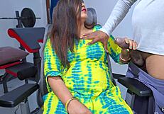 18yo hot indian stepsis gets first hard fuck from stepbro on chair with creampie finish