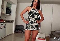 beautiful brunette takes passionate hard fuck from huge cock doggystyle?