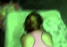 pov solo latina bends over with open blue thong