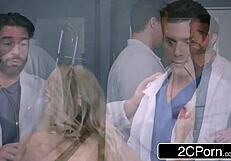 Double trouble! Blonde milf patient gets cured by docs' intense dp cock pounding!