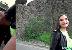 sofia lee public agent thrill next to train tracks