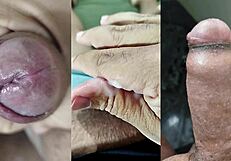 watch my small foreskin cock cum while gf masturbates her wet pussy??