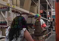Queen Rogue Fucks Gibby the Clown Bent Over Doggystyle in Home Depot Public Sextape