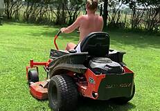 hey neighbor check out this housewife riding lawnmower naked outdoors