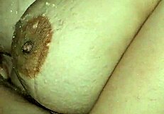 Mature brazilian milf squirts big in shower with monster cock play.