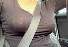 hey italian milf artemisia love shakes her massive natural tits while driving horny