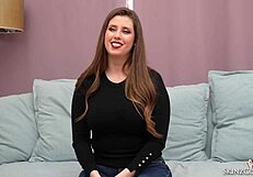 Curvy European Lady Lyne Shows Off Big Natural Tits In Softcore Casting Interview