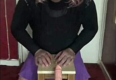 Bisexual Sissy Crossdresser Rides Vibrating Dildo In Ass