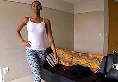 Whoa submissive ebony with huge tits takes that massive american cock in rough casting!