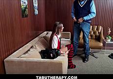 Tiny teen Nikki Nicole roleplays crush fucked to orgasm by therapist Juan Largo