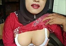 black hijab trans slut strokes monster cock to hot cum explosion