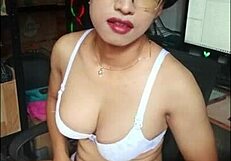 black hijab trans slut strokes monster cock to hot cum explosion