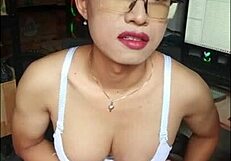 black hijab trans slut strokes monster cock to hot cum explosion
