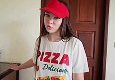 Pizza Girl Deepthroats and Rides for Massive Creampie Tip