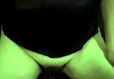 Amateur babe rides huge dildo while squeezing her natural big tits together