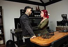Petite redhead argues with boyfriend before he roughly pounds her tight pussy doggystyle