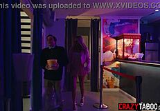 Petite horny teen Athena Faris sneaks rough cinema fuck sucking boyfriend's cock deep