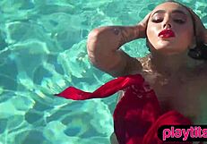 i strip down this big ass beauty by the pool to see her naked curves up close