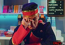 Petite horny teen Athena Faris sneaks rough cinema fuck sucking boyfriend's cock deep