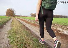 Milf struts in skin-tight black leggings teasing her juicy ass during yoga voyeur session