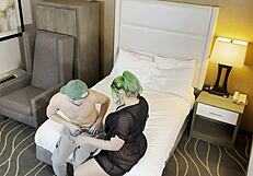i kiss this sexy green haired goth girl's juicy lips passionately