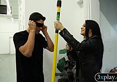 i crave that blindfolded guy slamming dildo in my brunette twat