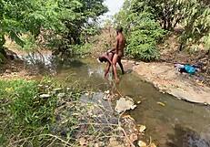 what if curvy ebony flashes her fat assets by the stream craving devouring?