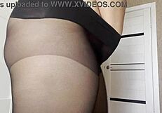 i catch my step sister in see-through pantyhose no panties teasing her big ass
