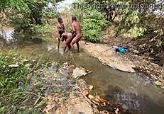 what if curvy ebony flashes her fat assets by the stream craving devouring?