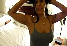 After pants drop Gabby Quinteros fingers her swollen pussy deep
