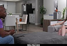 MESSY ROOMIE HAZEL PAIGE PREPS CURLY PUSSY FOR ROUGH BBC POUNDING