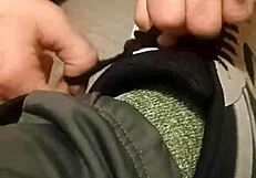 friend stomps and trashes my sneakers having total fun