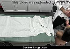 Shy ebony teen patient blows doctor for note then doggystyle bangs