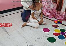 Indian Priya hooks up with stepbrother for wild Holi sex fun at the party