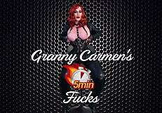naughty granny carmen angel's big tits bounce in hardcore toy foreplay closeup