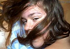 russian teen's hair coated in thick cumshot from massive black cock