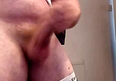 British Guy Home Drunk, Horny Voyeur Wanks Monster Cock Desperately