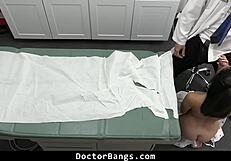 Shy ebony teen patient blows doctor for note then doggystyle bangs