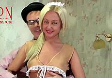 Maid Regina Noir Skillfully Irons Crisp Linen Sheets in Detailed Household Routine