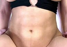 he can't resist her natural big tits bouncing as he fucks deep