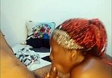 hot ebony slut sucks big cock swallows cum 💦🍆