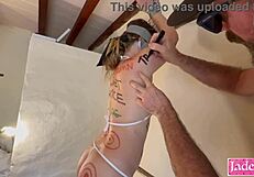 crazy husband inks slut body in kinky fetish!!