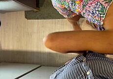 i tease this big cock guy in kitchen and living room but hold back his orgasm